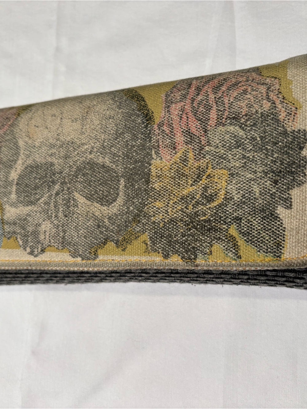Loungefly Skull & Floral Canvas Clutch Wallet - Yellow, Black, Pink